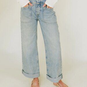 NEW  FREE PEOPLE Palmer Cuffed Jeans denim blue for women 252